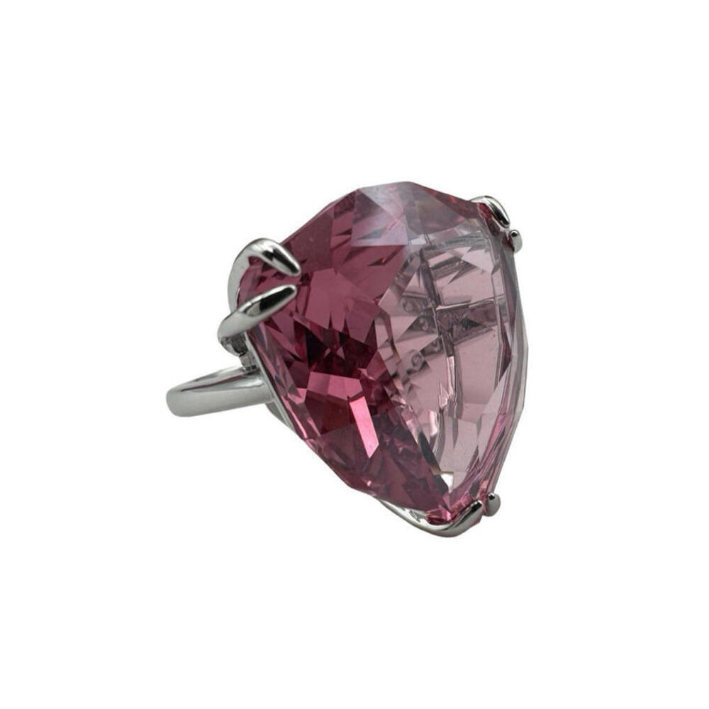 Swarovski Millenia Cocktail Ring Trilliant Cut Pink Silver Tone Size 55 / 7
